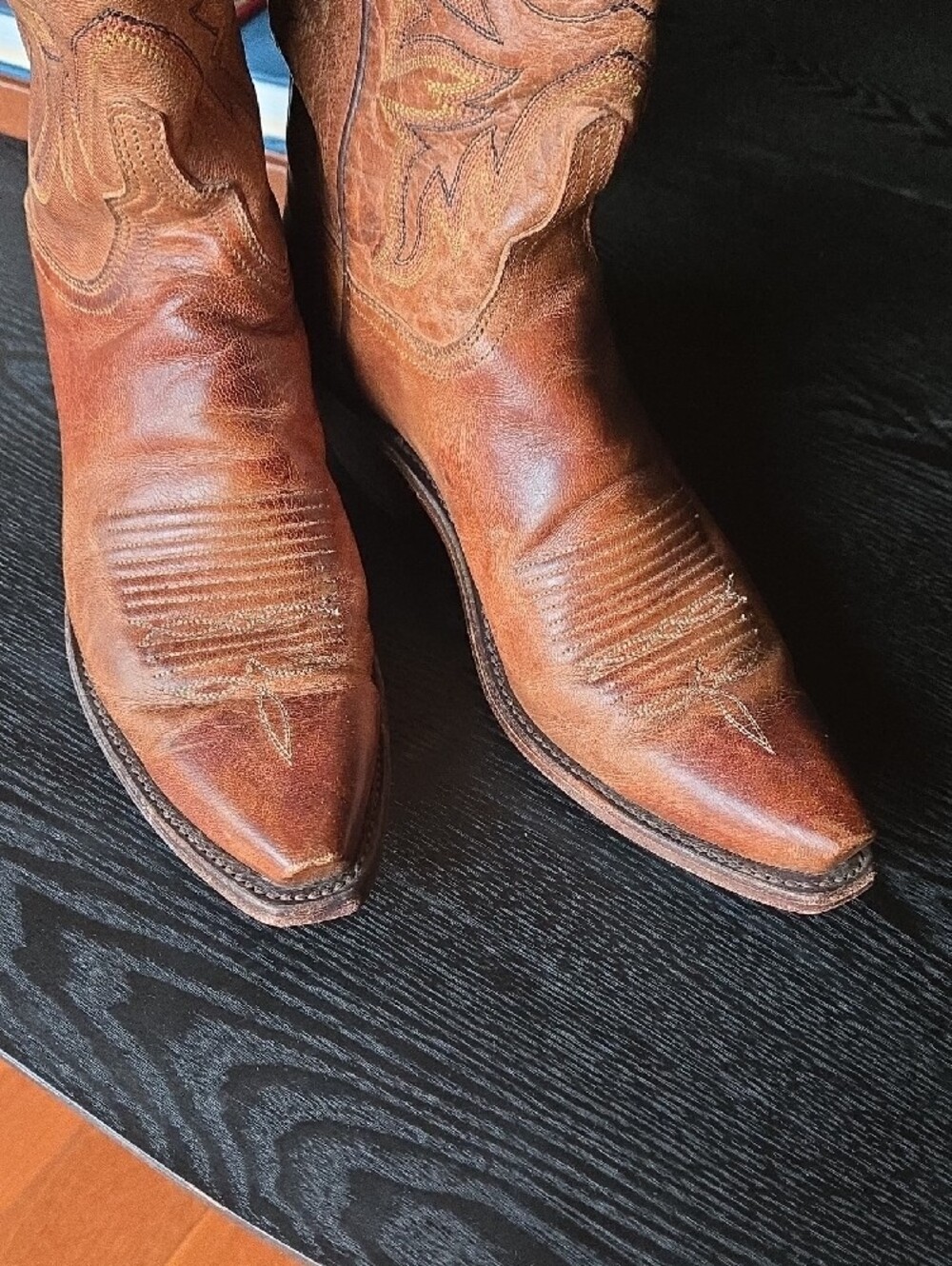 Lucchese Tan/Brown Leather Women's Heeled Western Boots - Picture 5 of 6